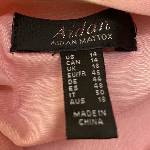 NWT Aidan by Aidan Mattock Watercolor Print Satin Gown Pink Multi - Picture 6 of 7